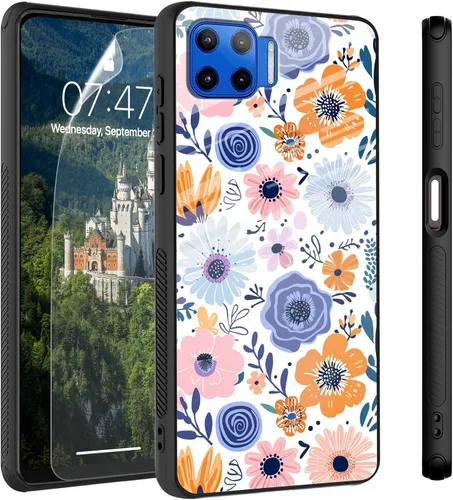 Vista 27 de Funda para Motorola Moto Edge 2022, cubierta trasera de vidrio templado con protector de pantalla, funda protectora a prueba de golpes para Motorola