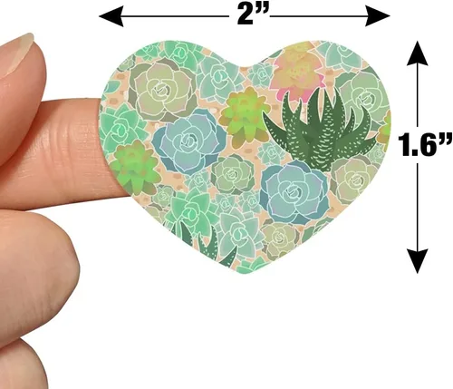 Vista 6 de Suculenta Cactus Aloe Plantas Patrón de Corazón en Forma de Planificador Calendario Scrapbook Craft Pegatinas