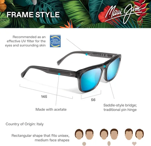 Vista 6 de Maui Jim Gafas de sol rectangulares polarizadas S-Turns para hombre y mujer