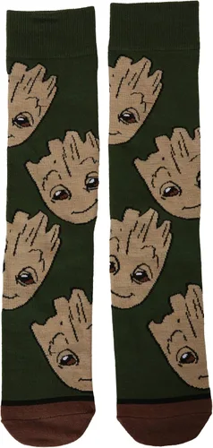 Vista 2 de Guardianes de la Galaxia Groot - Calcetines grandes de corte redondo, talla de EE. UU. 8 - 12, Verde