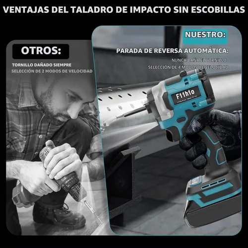 Vista 6 de Destornillador de impacto inalámbrico compatible con batería Makita de 18V, destornillador de impacto de potencia con mandril hexagonal de 1/4" 2500