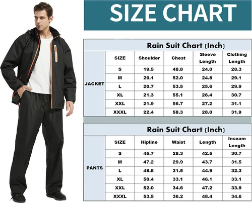 Vista 6 de JAEZZIY Trajes de lluvia para hombre impermeables