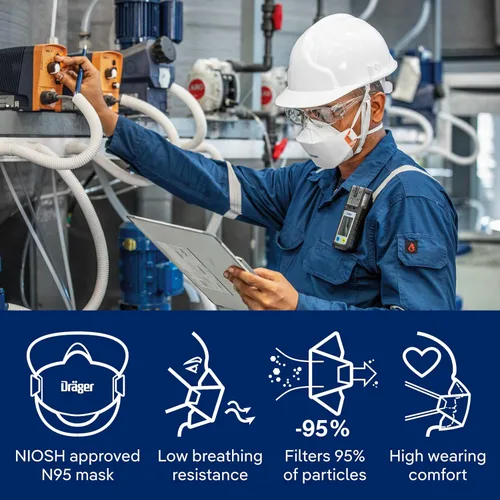 Vista 4 de Dräger X-plore 1950 N95 respirator mask NIOSH-approved respirator mask for construction, DIY, home improvement