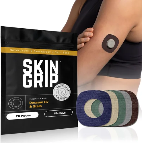 Vista 13 de Skin Grip Parches adhesivos para Dexcom G7 y Stelo CGM con recorte, cubierta impermeable y resistente al sudor para sensor continuo de monitor