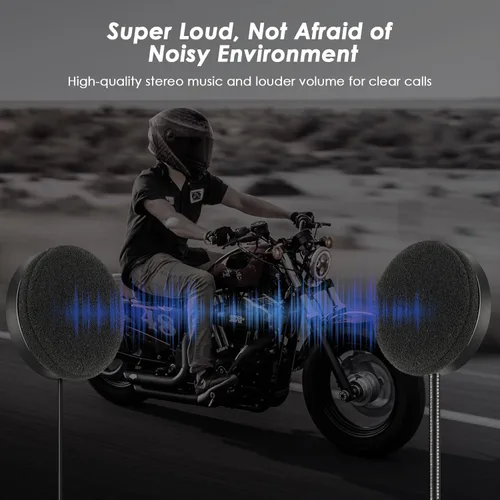 Vista 6 de Auriculares Bluetooth 5.3 para casco de motocicleta con batería de 900 mAh, auriculares inalámbricos para exteriores manos libres, control