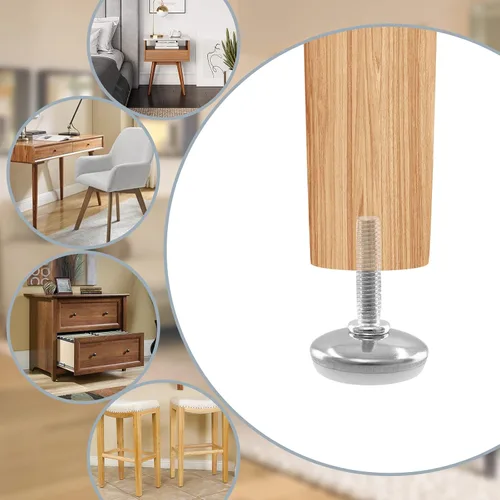 Vista 5 de 20 niveladores de muebles de rosca M6, pies niveladores de mesa M6, patas niveladoras ajustables atornillables para muebles, nivelación deslizante