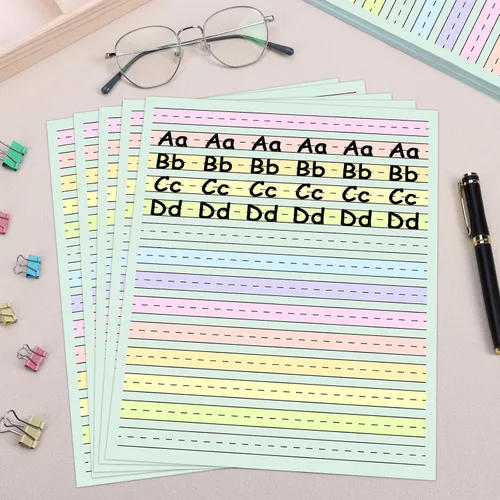 Vista 7 de 50 hojas de papel de escritura a mano de 0.5 pulgadas de ancho de línea