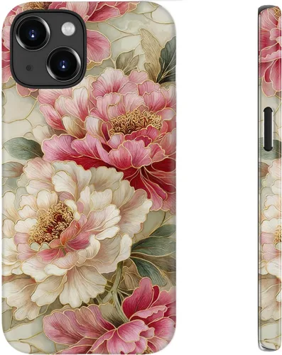 Vista 46 de bemal Funda para iPhone 12 Mini, estética, vintage, floreciente, peonía, concha, femenina, compatible con MagSafe, moderna, única, moderna, moderna