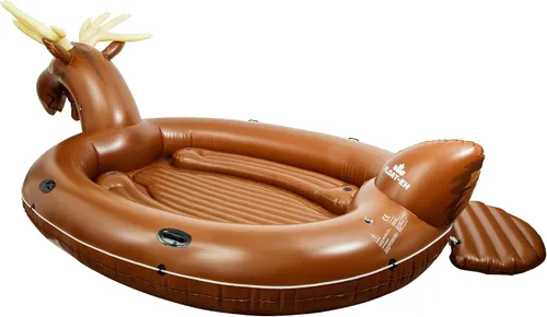 Vista 4 de FLOAT-EH Flotador inflable de isla de alce para adultos – Flotador inflable de lago – Flotador de playa es grueso, duradero y diseñado en vinilo