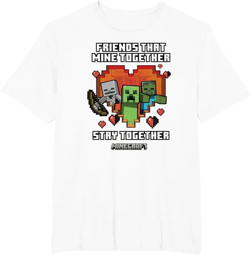 Vista 9 de Minecraft Camiseta de San Valentín Friends That Mine Together Mobs, Negro