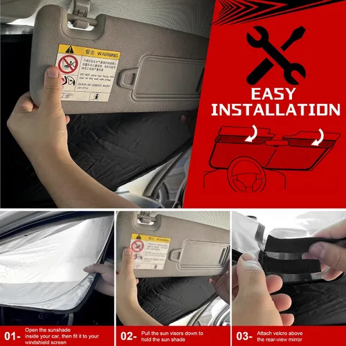Vista 6 de [Usado] Parasol para parabrisas Che-vrolet/Chevy Silverado 1999-2006 plegable para ventana delantera de automóvil, bloquea los rayos UV y el calor