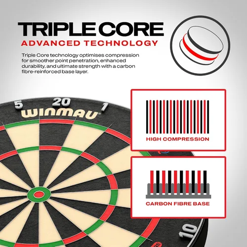 Vista 5 de WINMAU Professional Bristle Dartboard - PDC Tournament Board with Official Tournament Specifications - Available in Blade 6 Single, Dual, Triple