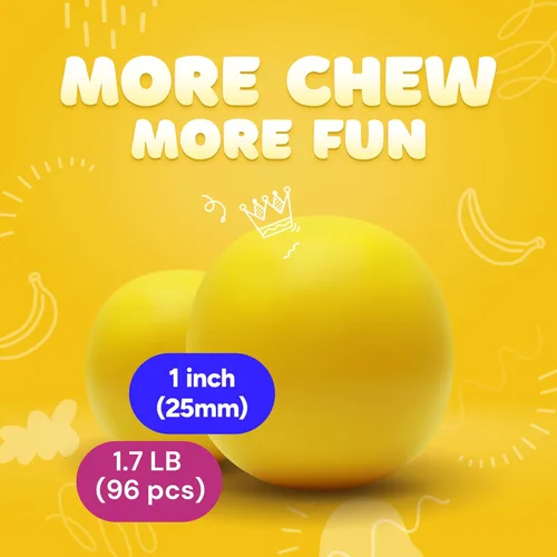 Vista 4 de Bolas de chicle para máquina de chicles de 1 pulgada, 1.7 libras, 96 bolas de goma de mascar de plátano para niños