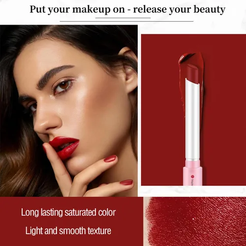 Vista 5 de FYEBOO Labiales de tubo de 4 colores, juego de lápices labiales pequeños, Labiales Mate Velvet Lipstick Hidratante y Suave, Mancha de Labiales Roja