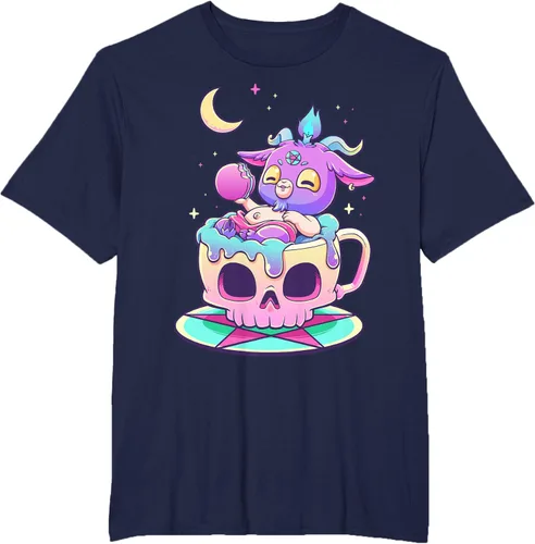 Vista 45 de Kawaii Pastel Goth Cute espeluznante Pentáculo Baphomet - Camiseta de cabra, Negro
