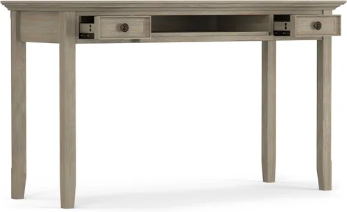 Vista 3 de SIMPLIHOME Amherst - Juego de 2 piezas para oficina en casa, escritorio de madera maciza de 54 pulgadas Distressed Grey