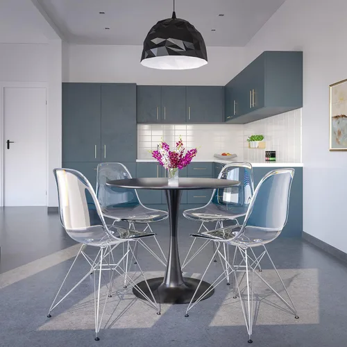 Vista 2 de LeisureMod Cresco - Comedor acrílico, base Eiffel cromada moderna y diseño de respaldo curvo, silla auxiliar ergonómica y ligera para el hogar