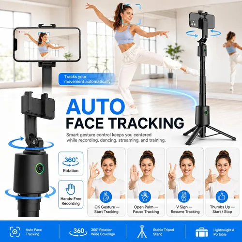 Vista 2 de Trípode de 70 pulgadas para teléfono, trípode portátil todo en uno extensible para celular, trípodes altos de viaje para grabar videos, selfies