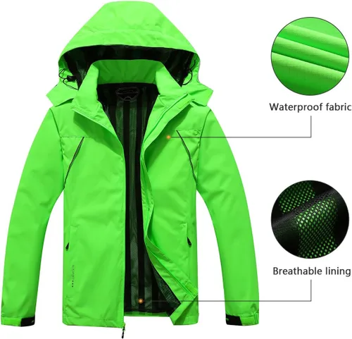 Vista 2 de Chaqueta impermeable para hombre, rompevientos, ligera, con capucha desmontable