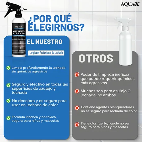 Vista 3 de AQUA-X Limpiador de lechada de 16 onzas – Removedor de manchas de azulejos y lechada resistente para pisos, duchas y baños – Fórmula de limpieza