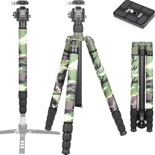 Vista 14 de Trípode de Fibra de Carbono - INNOREL RT85C Sin Rótula Cabeza de Bola Súper Profesional Trípode Monopié Soporte de Resistencia para Cámara DSLR Negro