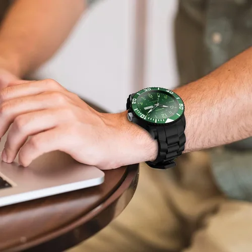 Vista 7 de Relojes para hombre, color verde, impermeable, con fecha, analógico, de cuarzo, con bisel de movilidad, bisel de movilidad, 50M, impermeable, a