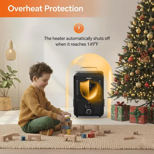 Vista 2 de Shinic Calentador Milkhouse de 1500 W, calentador utilitario Milkhouse con termostato ajustable, protección contra sobrecalentamiento y vuelco