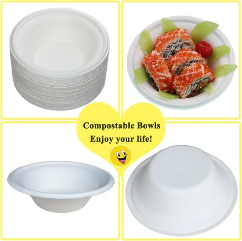 Vista 7 de Paquete de 150 cuencos redondos desechables de 12 onzas, ecológicos, 100% caña de azúcar, biodegradable, compostable, sin bagazo, sin plástico (150)