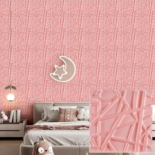 Vista 22 de Heikki Paquete de 30 paneles de pared 3D para decoración de pared interior, paneles de pared con textura de flores de PVC para sala de estar Negro-YJ