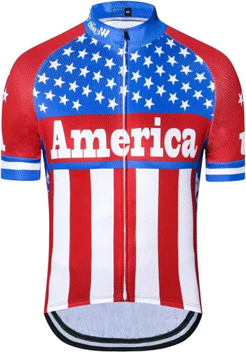 Vista 18 de Maillot de ciclismo de manga corta estilo USA Bike Tops con bolsillo raya reflectante 1cd8111