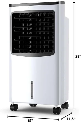 Vista 9 de FANTASK - Enfriador de aire portátil eléctrico, 3 modos, 3 velocidades y temporizador, ventilador con pantalla digital, caja de cristal de hielo