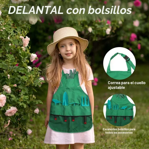 Vista 3 de CUTE STONE - Juego de herramientas de jardinería para niños, juguetes de jardín con carretilla, regadera, guantes de jardinería, rastrillo manual