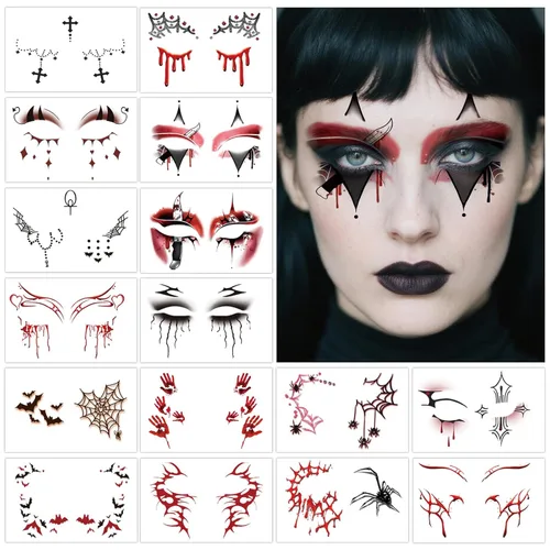 Vista 11 de 124 tatuajes temporales de Halloween que brillan en la oscuridad para niños, calcomanías de tatuaje falsas luminosas impermeables para fiesta