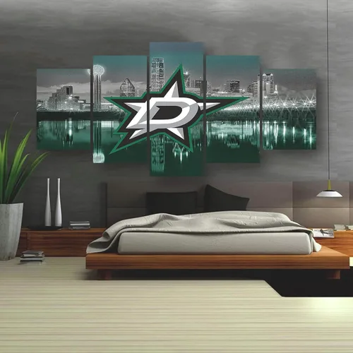 Vista 7 de Póster de estrellas de Dallas para hockey sobre hielo, lienzo deportivo, impresión de arte de pared, decoración del hogar, marco grande, listo
