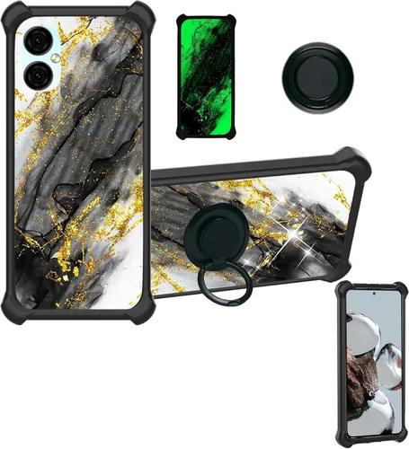 Vista 22 de Aroepurt Cricket Ovation 2 - Funda compatible con AT&T Maestro Max (2021) [PC duro + silicona suave] [purpurina dorada + luminosa] JSH-HDL