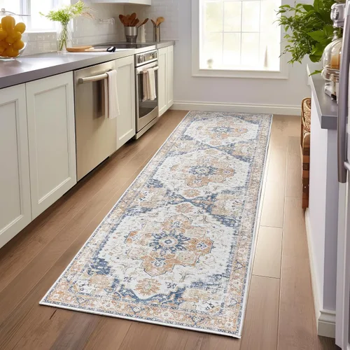 Vista 39 de jinchan Alfombra de Área 2x3 pies Alfombra Vintage de Entrada Lavable Bohemia Tapete Interior para Puerta Medallón Floral Tapete Pequeño para Puerta