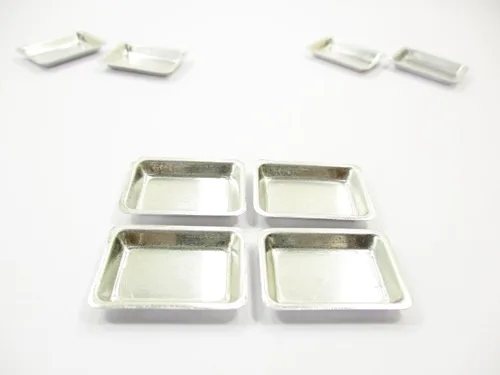 Vista 3 de Casa de muñecas Accesorios en miniatura 4 bandejas de lata pequeñas #S Suministro para panadería Dijes Deco - 8178 Mini tin metal trays lot, small