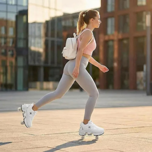Vista 4 de CHSSIH Zapatos de Patines con Ruedas para Niñas, Niños, Mujeres, Hombres y Adultos – Zapatos Retráctiles con Ruedas Zapatos de Patinaje con Ruedas