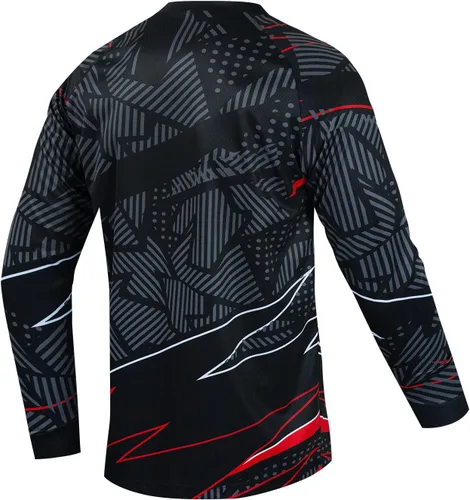 Vista 2 de Hotlion Camisetas de ciclismo de montaña para hombre, manga larga, MTB Off-Road Motocross Downhill Cycling Jersey Top