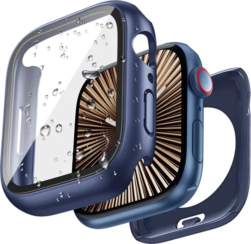 Vista 13 de 3 en 1 Goton Estuche impermeable duro para Apple Watch, protector de pantalla de 40mm, cubierta frontal de vidrio templado protectora completa