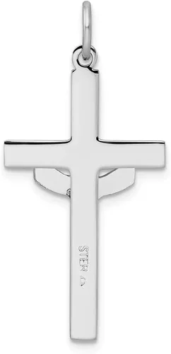 Vista 3 de Colgante de cruz de Cristo resucitado con textura de plata de ley 925 maciza, Metal