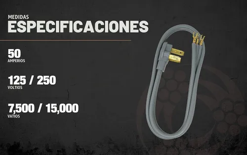 Vista 6 de Southwire 9014SW8809 Cable de alimentación de rango; 4 pies; terminales con brida de 1/4 pulgadas; enchufe plano; compatible con la mayoría