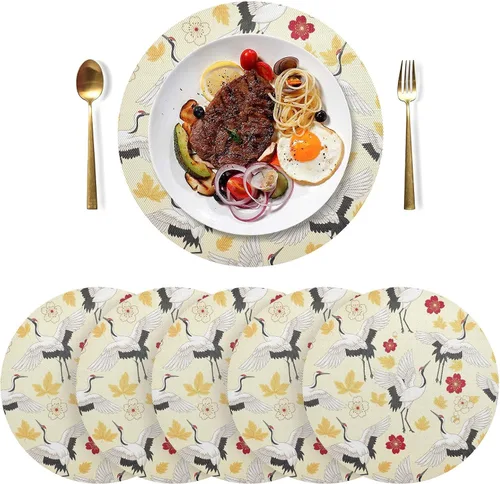 Vista 3 de Elegant White Cranes PVC Plate Mat, Washable Heat Resistant Mats for Kitchen one sizex1
