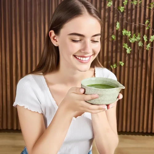 Vista 9 de Juego de 5 batidores de matcha, cuenco de matcha con boquilla, batidor de bambú 100% (Chasen), soporte, tamiz inoxidable, cuchara de té, kit