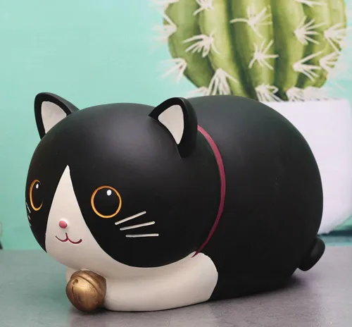 Vista 2 de FUYU Alcancía de gato de dibujos animados, banco de monedas, decoración del hogar, regalo de cumpleaños