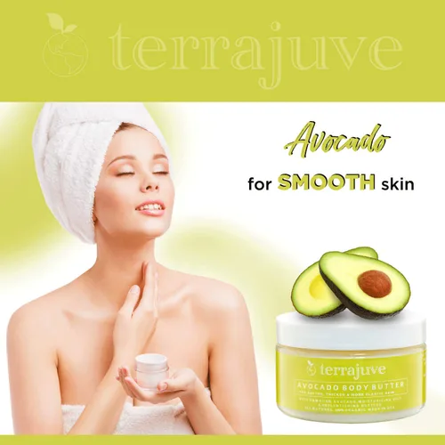 Vista 4 de Terrajuve Loción de crema orgánica para rostro y cuerpo de aguacate, para una piel suave, sedosa y elástica, con aguacate hawaiano, puro, totalmente