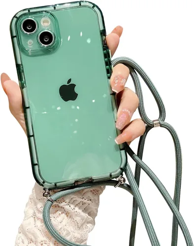 Vista 9 de Funda transparente para iPhone 12 Pro Max con cordón cruzado, delgada, translúcida, a prueba de golpes, suave, con correa de hombro ajustable