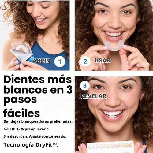 Vista 2 de Flexfit™ Bandejas blanqueadoras de dientes precargadas - Blanqueador dental profesional con peróxido de hidrógeno al 12%, tecnología Dryfit™ lista