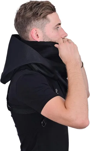 Vista 6 de HIBIRETRO Cyberpunk Rogue Cowl Hood Scarf Winter Neck Warmer Costume Hooded Cape Hat for Halloween Cosplay and Daily Wear