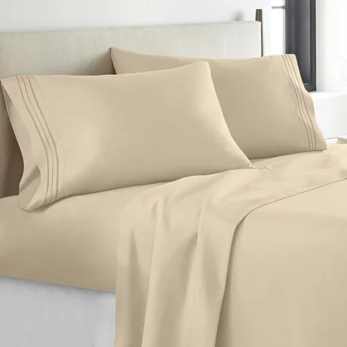 Vista 38 de YIYEA Juego de sábanas individuales, sábanas de hotel de calidad de 1800 hilos de microfibra doble cepillada con flores para cama individual, extra